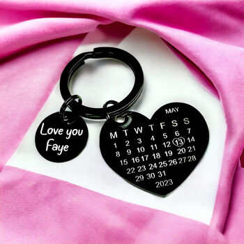 Personalised Calendar Heart Keyring | Anniversary And Wedding Gift, 2 of 6