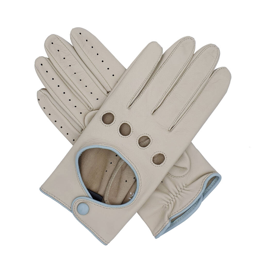 Jules Women S Contrast Leather Driving Gloves By Southcombe Gloves