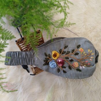 Premium Linen Headband With Hand Embroidery Flower, 2 of 3