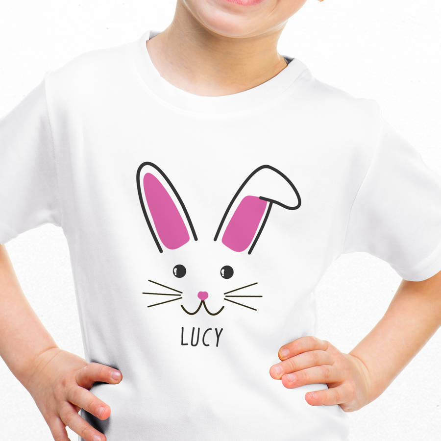 Children's Personalised Cute Bunny Face T Shirt By Chips & Sprinkles ...