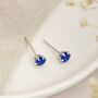 Sterling Silver Sapphire Coloured Micro Stud Earrings – 3mm, thumbnail 2 of 3