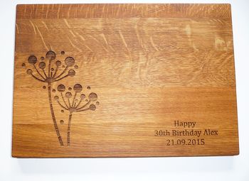 Dandelions Personalised Oak Chopping Board, 3 of 5