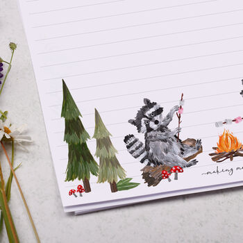 A4 Letter Writing Paper With Raccoons Camping, 2 of 4