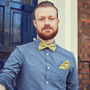 Mens Lime Yellow Floral Pocket Square, thumbnail 5 of 6