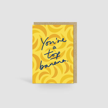 Top Banana Card | Retro Yellow Fun Repeat Pattern, 2 of 2