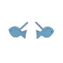 Fun Blue Fish Stud Titanium Earrings, thumbnail 2 of 4