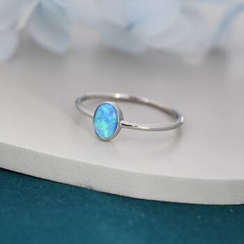 Blue Opal Oval Ring, 3 of 10
