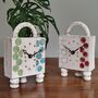 Carriage Mantel Ceramic Clock With Feet And Handle, thumbnail 2 of 9