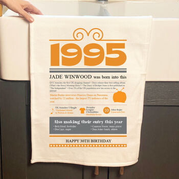 Personalised 30th Birthday Gift Microfibre Tea Towel, 6 of 9