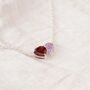 Silver Garnet And Light Amethyst Heart And Drop Necklace, thumbnail 2 of 4