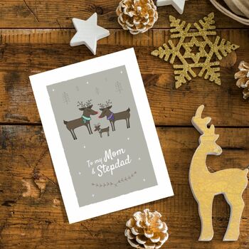 'To My Mom And Stepdad' Christmas Card Reindeer, 5 of 10