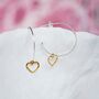 Handmade Hoop Earrings With Dainty Gold Hearts, thumbnail 3 of 7