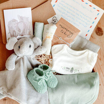 Neutral Elephant Baby Gift Set, Baby Shower Gift Box Hamper, 4 of 12