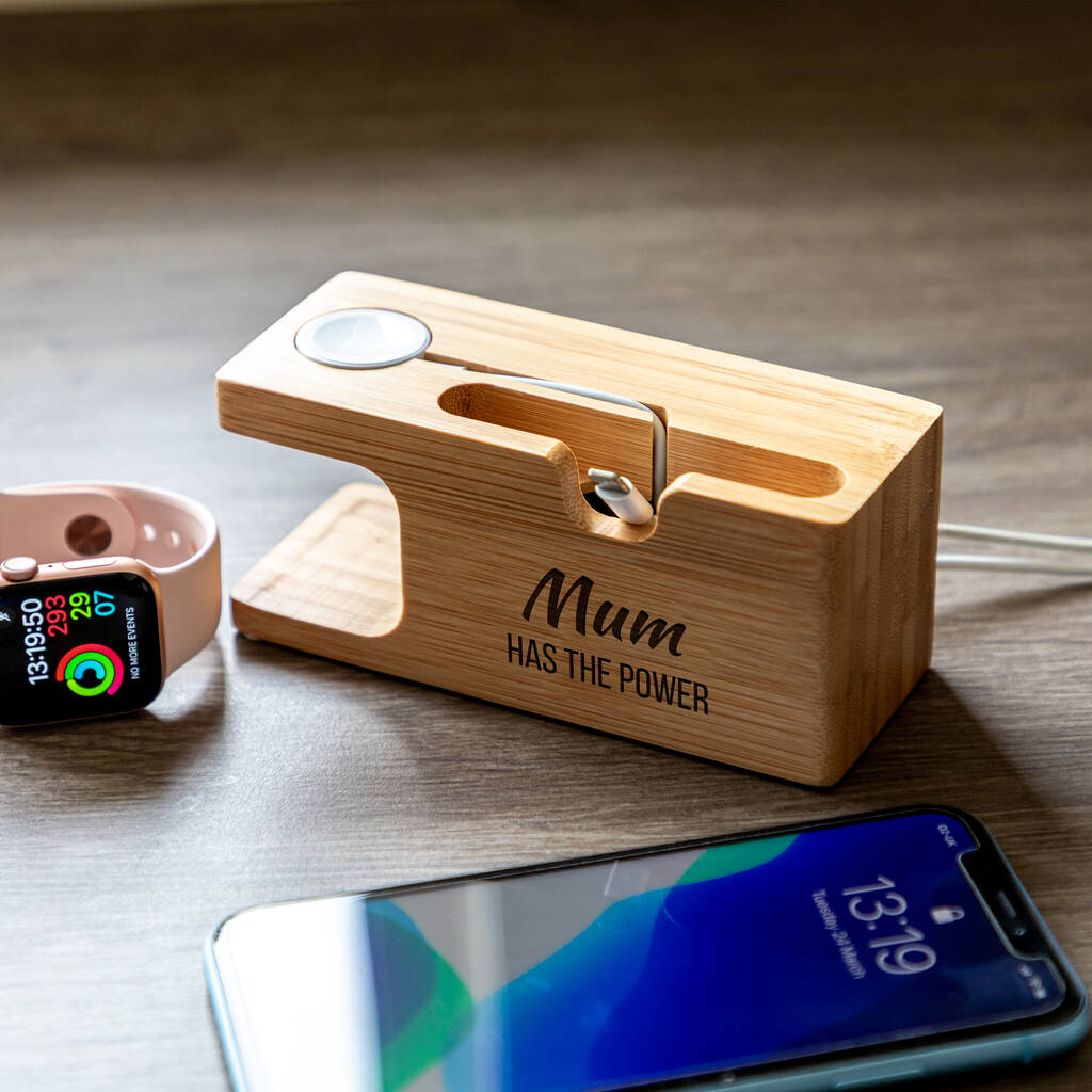 Personalised Iphone And Apple Watch Charging Station By Mirrorin