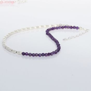 Amethyst And Sterling Silver Beaded Necklace Or Double Stranded Bracelet, 3 of 10