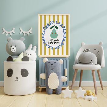 Let Your Light Shine Pear Nursery Print, 7 of 8