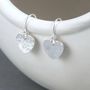 Hammered Sterling Silver Heart Drop Earrings, thumbnail 2 of 6