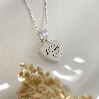 Sterling Silver Handwriting Heart Locket Necklace, 2 of 8