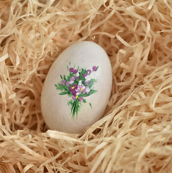 Hand Painted Easter Egg Decoration Purple Daisy, 3 of 4