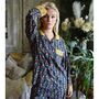 Block Printed Navy Blue, Mustard And Pink Lily Cotton Pyjamas, thumbnail 8 of 9