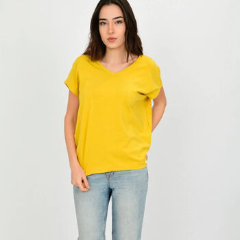 Dawn Bamboo Cotton T Shirt Top Yellow, 3 of 3