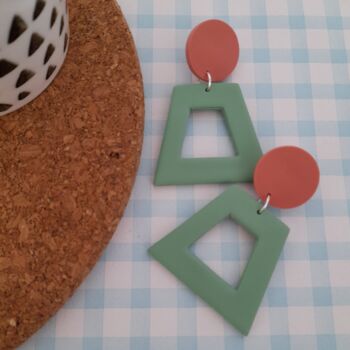 Polymer Clay Trapezoid Large Earrings, 2 of 2