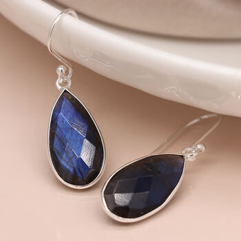 Sterling Silver Labradorite Teardrop Drop Earrings – 20mm X 13mm, 5 of 6