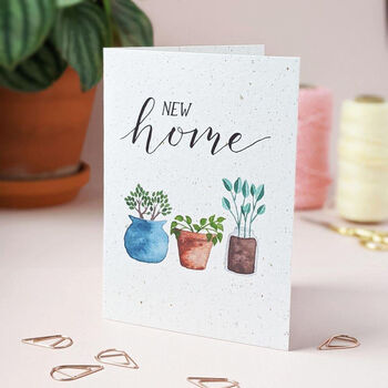 New Home Watercolour Houseplants Card, 2 of 2