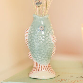 Blue Ceramic Mini Fish Bud Vase, 4 of 4