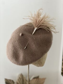 Tan Beret With Optional Veil And Accessories, 5 of 10