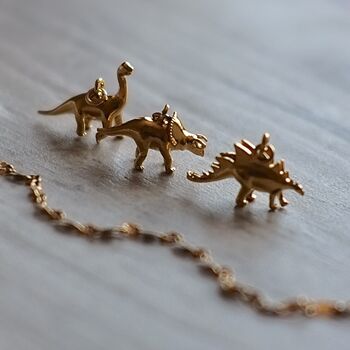 Gold Plated Dinosaur Charm Necklace, 2 of 11
