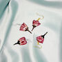 Rose Bud Pressed Flower Silver Or Gold Earrings, thumbnail 5 of 11