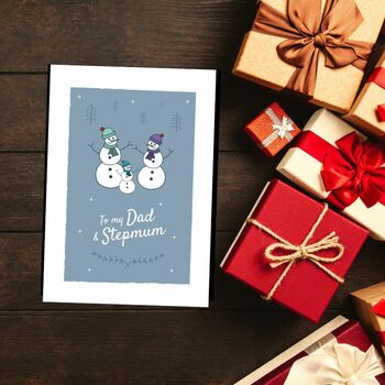 'To My Dad And Stepmum' Christmas Card Snowmen, 4 of 5