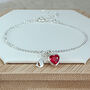 Sterling Silver Ruby Heart Bracelet, thumbnail 4 of 6