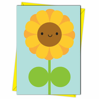 Happy Sunflower Kawaii Greetings Card, 4 of 4