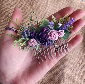 Purple Lilac Flower Hair Comb, 2 of 6