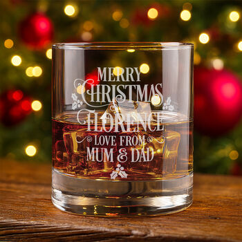 Merry Christmas Message Tumbler Glass With Chocolate Tree And Coaster Gift Boxed Set, 3 of 7