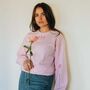 Embroidered Rose Sweater With Sleeve Details, thumbnail 1 of 4