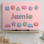 Personalised Pink Jumbo Shapes Wooden Name Puzzle, thumbnail 1 of 5