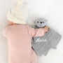 Personalised Grey Knitted Teddy Comforter, thumbnail 1 of 7