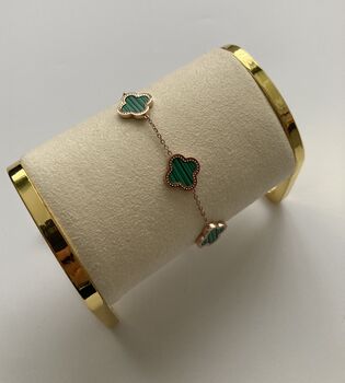 Adina Clover Bracelet Rose Gold Emerald, 6 of 6