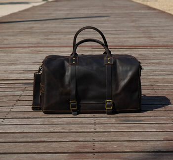 Genuine Leather Holdall With Straps Detail By EAZO | notonthehighstreet.com