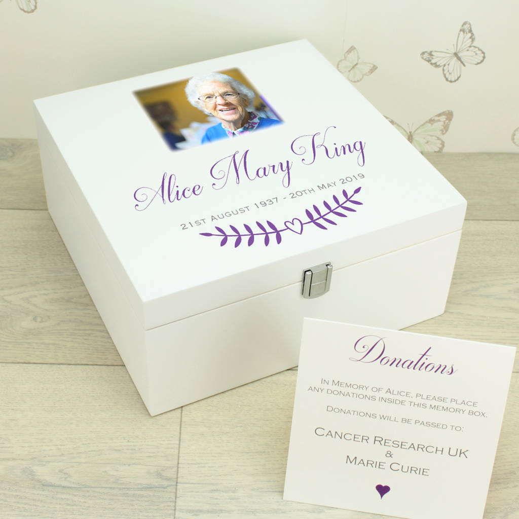 personalised funeral donations and memory box by dreams to reality