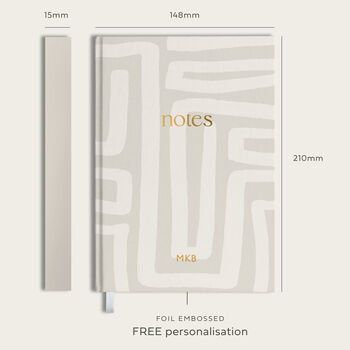 Personalised Monogram Hardcover Abstract Lined Notebook, 5 of 9