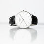 Personalised Groomsman And Best Man Watch – Minimalist White Face, Black Leather Strap, thumbnail 4 of 5