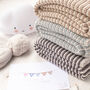 Cosy Mini Stripe Baby Blanket And Bobble Hat Gift Set, thumbnail 3 of 12