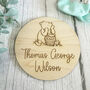 Personalised Wooden Baby Name Announcement Disc, thumbnail 4 of 7