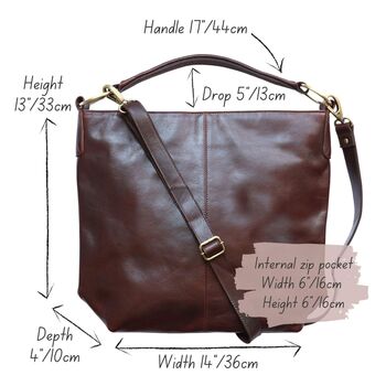 Leather Shoulder Bag, Dark Brown, 6 of 6