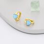Blue Opal Heart Huggie Hoop Earrings Sterling Silver, thumbnail 6 of 12
