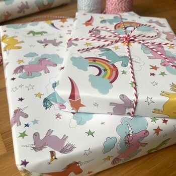 Unicorn Gift Wrapping Paper Or Gift Wrap And Card Set, 2 of 12